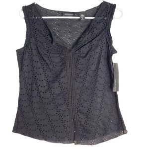 Ideology Black Cotton Eyelet Lace Tank Top NWT